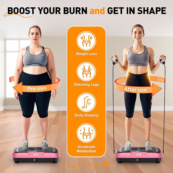 Vibration Plate Exercise Machine - 180 Speeds & 300 lb Capacity, Full Body Workout Vibration Platform with Remote Control for Lymphatic Drainage, Weight Loss & Toning