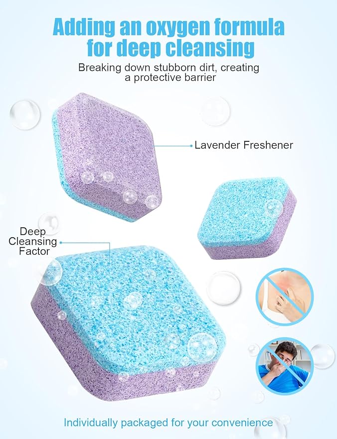 Washing Machine Cleaner Tablet : 12pack/6 Month Supply, washer cleaner table for laundry,top loader,front load or HE washing machine, effective deep cleaner, descaler, remover(Lavender)