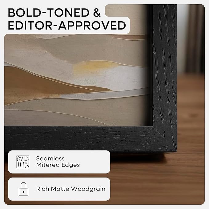 Homeforia 11x17 Picture Frame Black Wood, High End Oak 11x17 Poster Frames with Mat 8x12, 11 x 17 Wooden Frame Matted to 8 x 12 inch Photo, 17x11 Thin Hanging Frame, Tempered Glass, Wall Kit, Set of 1
