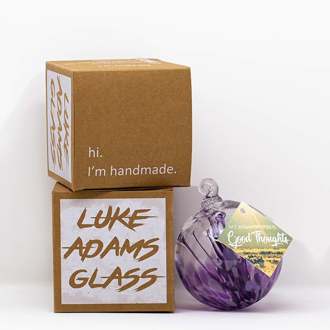 Luke Adams Handmade Glass Gazing Balls for Garden on Clearance – Hand Blown Glass Gazing Ball for Yard Décor – Decorative Garden Globe (Purple Crush/Lavender)