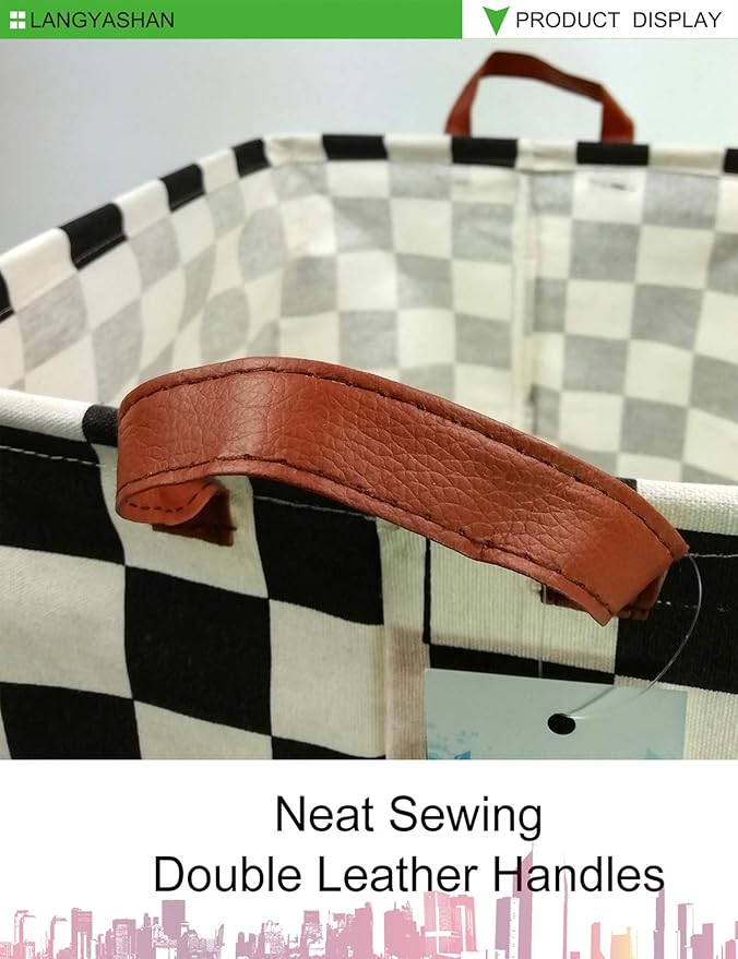 LANGYASHAN Rectangular Storage Bin Collapse Canvas Fabric Cartoon Storage Basket with Handles for Organizing Home Kitchen Boys and Girls Toys Office Closet Shelf Baskets (Rec-Racing flag)