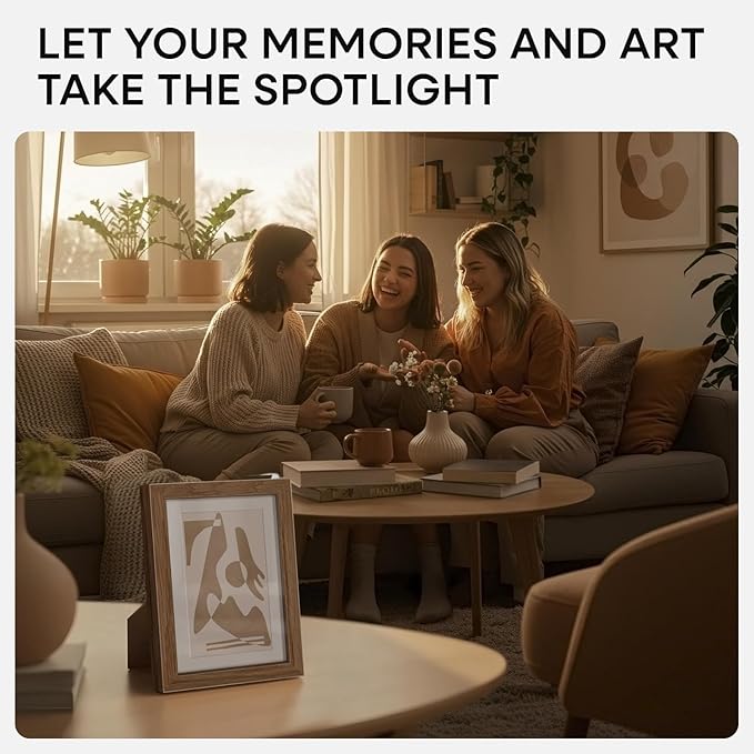 Homeforia 4x6 Picture Frame Wood, High End Natural Oak 4x6 Light Wooden Frames with Mat 3x5 for Photo, 4 x 6 Frame Matted to 3 x 5 Print, 6x4 Wall or Tabletop Frame, Tempered Glass, Wall Kit, Set of 1