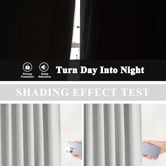 Vision Home Light Gray Pinch Pleated Full Blackout Curtains Linen Blended Room Darkening Curtain Panels 112 inch for Living Room Bedroom Thermal Insulated Pinch Pleat Drapes with Hooks 40" Wx112 Lx2