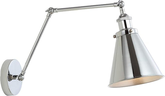 JONATHAN Y JYL7460A Rover 7" Farmhouse Industrial Adjustable Arm Metal LED Wall Sconce Rustic Bohemian 2700K LED 4W Bulb for Entryway Lobby Kitchen Bathroom Bedroom Living Room Hallway, Chrome