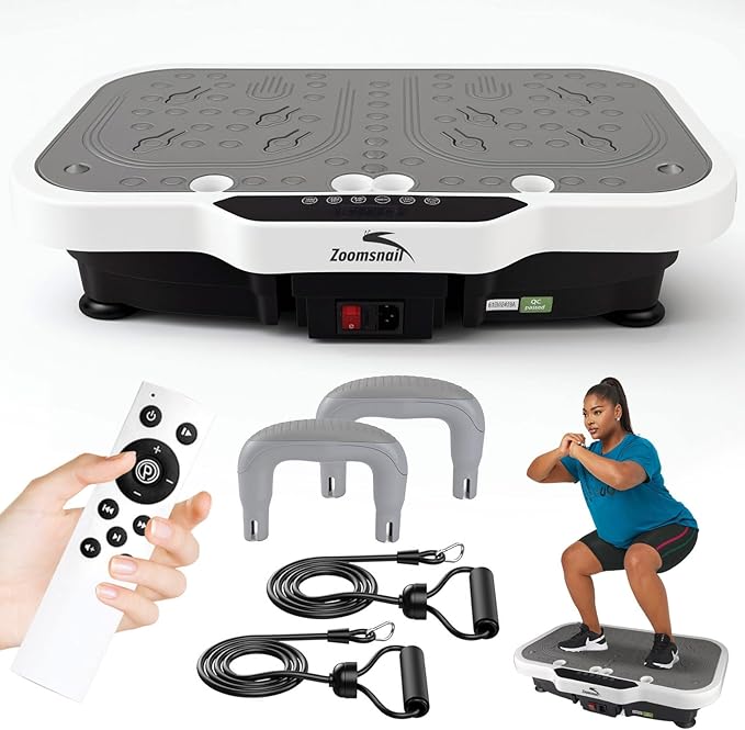 Vibration Plate Exercise Machine, 8000 Vibrations/min Adjustable Fitness Platform, 400 Lbs Capacity Whole Body Workout Extra Large Size Platform with Bluetooth for Weight Loss, Women & Men