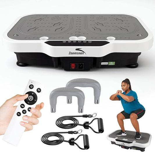 Vibration Plate Exercise Machine, 8000 Vibrations/min Adjustable Fitness Platform, 400 Lbs Capacity Whole Body Workout Extra Large Size Platform with Bluetooth for Weight Loss, Women & Men