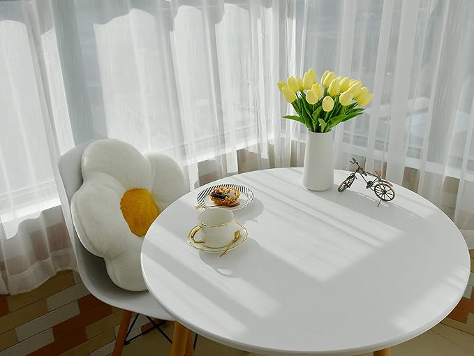 Mandy's Artificial Tulips 20 Stems Light Yellow PU Faux Flowers for Wedding Home Decor 13.5 Inch