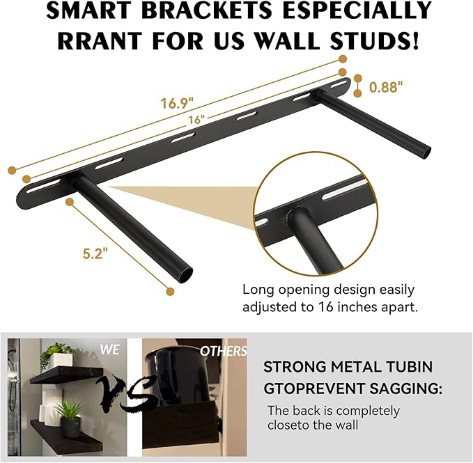 BGMG 30 inch Distressed Walnut Floating Shelves for Wall,High End Solid Real Wood 30 in Floating Shelf,Rustic Wooden Wall Mount Shelves Set of 2,Heavy Duty Bracket,30x6.7x1.25 inch