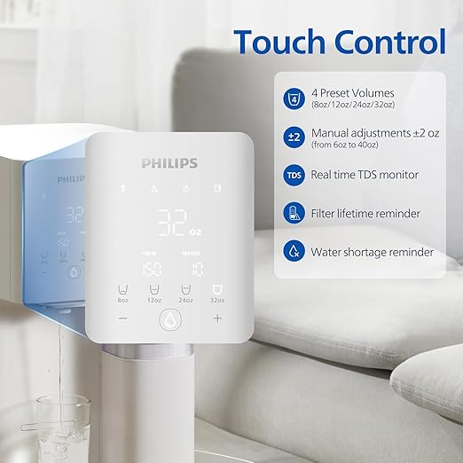 Reverse Osmosis Water Filter Countertop, Philips 6-Stage RO System Water Filtration Purifier with Aquaporin Inside and 2 Portable Pitchers, NSF/ANSI 372 Certified, Reduce TDS Lead