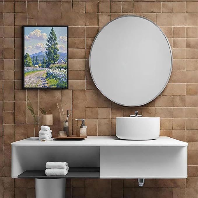 Countryside wildflowers landscape canvas poster natural plant flower artwork retro pastoral flower path suitable for farmhouse decoration