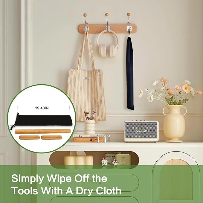 3PCS 100% Natural Solid Bamboo Massage Sticks,GuaSha Bamboo Massage Rollers for Back,Legs,Full Body,Deeply Deep Tissue Massage,Muscle Relax,Body Shaping,Portable Therapy Set(with Storage Bag)