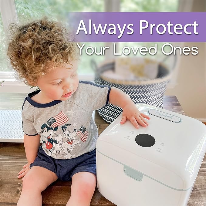 Papablic 4-in-1 UV Light Sanitizer | UV-Clean Sanitizing and Dryer Pro | UV Sanitizer Box with Dual UV-C Lamps for Babies & Whole Family | Large Capacity | Touch Control