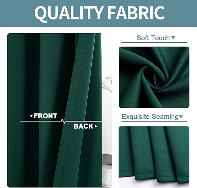 ChrisDowa Blackout Curtains 120 Inches Long 2 Panels Set for Living Room, Grommet Thermal Insulated Room Darkening Curtains for Bedroom (Forest Green, 52 x 120 Inch)