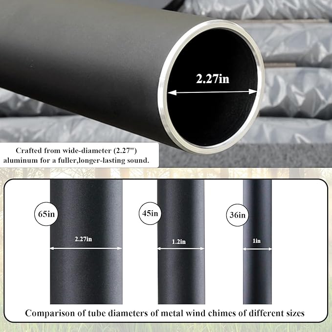 ASTARIN 65 in Wind Chimes for outisde - Extra Large Outdoor Handcrafted WindChimes,Deep Tone Metal Chimes for Garden Decor, Large Windchimes Deep Resonance, 2.27in Tubes Weather-Resistant, Black