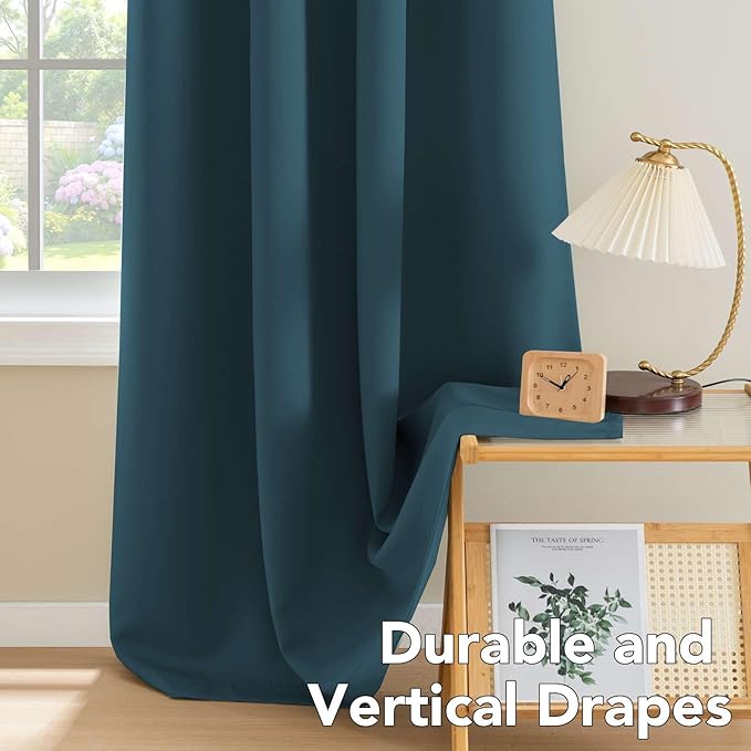 H.VERSAILTEX Premium Blackout Thermal Insulated Room Darkening Curtains for Bedroom/Living Room - Classic Grommet Top (2 Panels, Dark Teal, 52 Inch by 108 Inch)