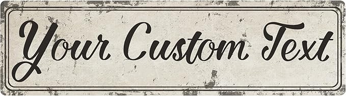 Rustic Custom Metal Sign - Custom Sign for Indoor or Outdoor Use (Rustic Tan Double Border, 15 inches x 4 inches)