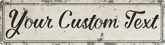 Rustic Custom Metal Sign - Custom Sign for Indoor or Outdoor Use (Rustic Tan Double Border, 15 inches x 4 inches)