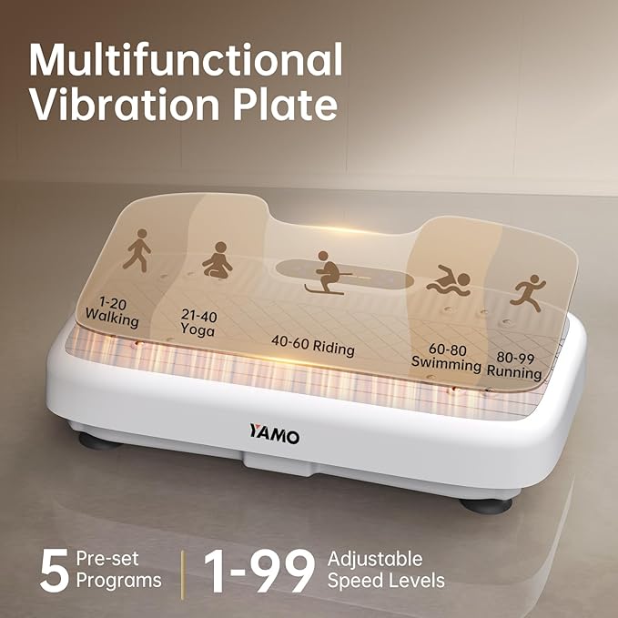 YAMO Vibration Plate Exercise Machine, Vibrating Plate for Lymphatic Drainage & Weight Loss, 350lbs Capacity Whole Body Shaking Workout Fitness Platform