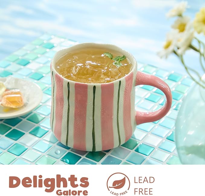 Vibrant Striped Ceramic Coffee Mug - Unique Red Design, 12oz, Microwave & Dishwasher Safe, Perfect for Daily Brews tea or coffee