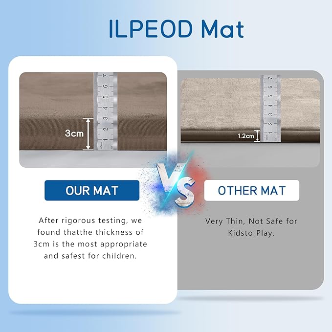 Baby Play Mat for Floor Tummy Time Mat Nursery Rug Muscle Mat Area Rug Playroom Rug Tatami Mat 6'7"x4'11" Memory Foam 1.3" Thick Crawling Mat For Babies,Toddlers, Infants, Kids,Floor Mat(Brown)