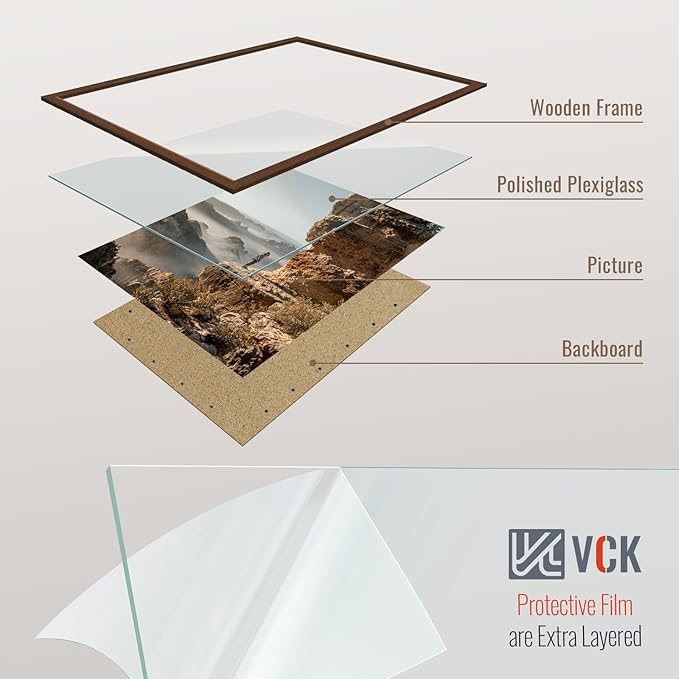 VCK 24x36 Brown Poster Frame 3 Pack, Wood Picture Frame with Exclusive Wood Grain, Wall Mounting Hanging