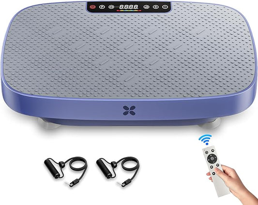 Vibration Plate Exercise Machine, Ultra-Quiet Vibration Plate for Lymphatic Drainage & Body Toning, Whole Body Vibration Platform with Bluetooth, Resistance Bands, Home Gyms Equipment