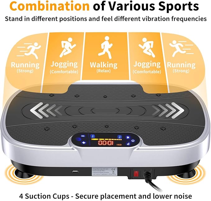 Vibration Plate Exercise Machine, Vibrating Plate Machine with Bluetooth for Lymphatic Drainage, Vibration Platform for Women Men Full Body Weight Loss