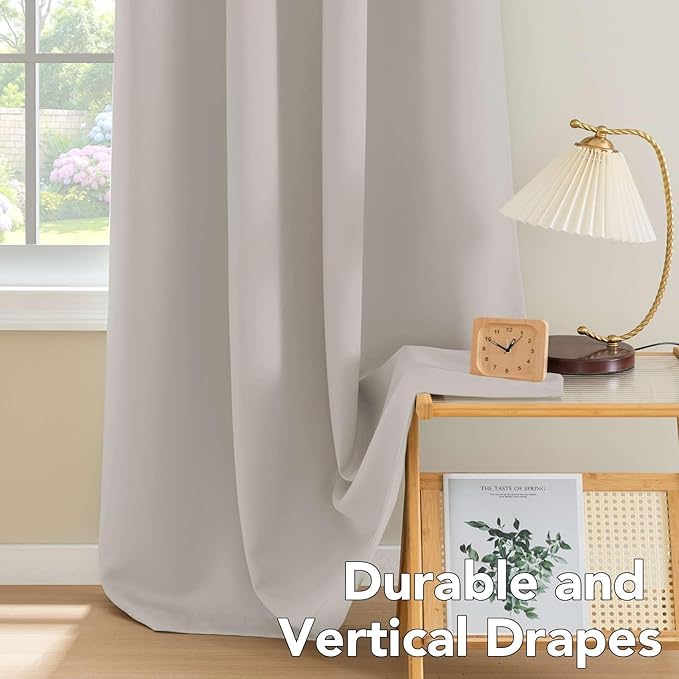 H.VERSAILTEX Premium Blackout Thermal Insulated Room Darkening Curtains for Bedroom/Living Room - Classic Grommet Top (2 Panels, Stone, 52 Inch by 63 Inch)