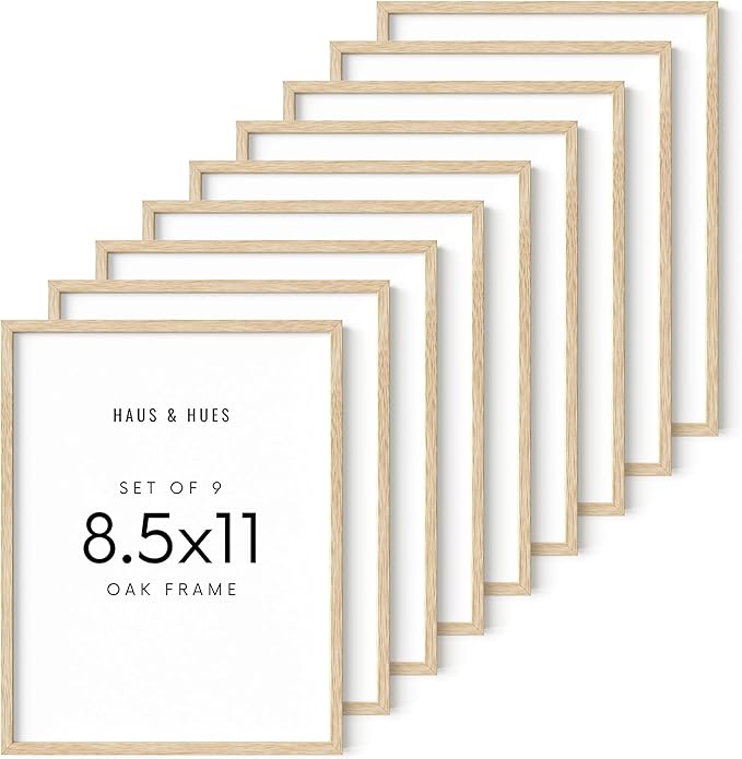 HAUS AND HUES 8.5 X 11 Picture Frame Set of 9 - Certificate Frames 8.5 X 11 Wood Picture Frame, 8.5x11 Picture Frame 8.5x11 Frame Natural Wood Frame, 8.5 X 11 Frame Picture Frame 8.5 X 11