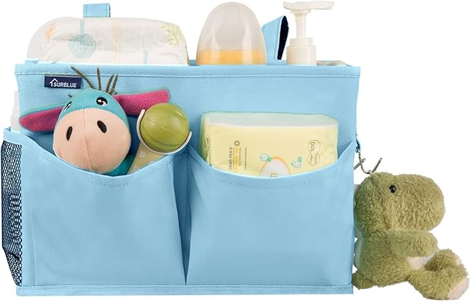 Surblue Bedside Caddy Hanging Organizer Bedside Storage Bag for Bunk and Hospital Beds (Small, Skyblue)
