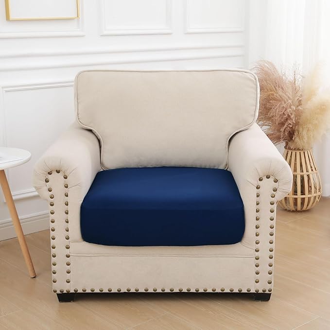hyha Waterproof Couch Cushion Covers, Stretch Sofa Couch Seat Slipcover for Dog Washable, Non-Slip Waterproof Outdoor Cushion Covers for Patio Furniture Replacement (1 Piece for Small, Navy)