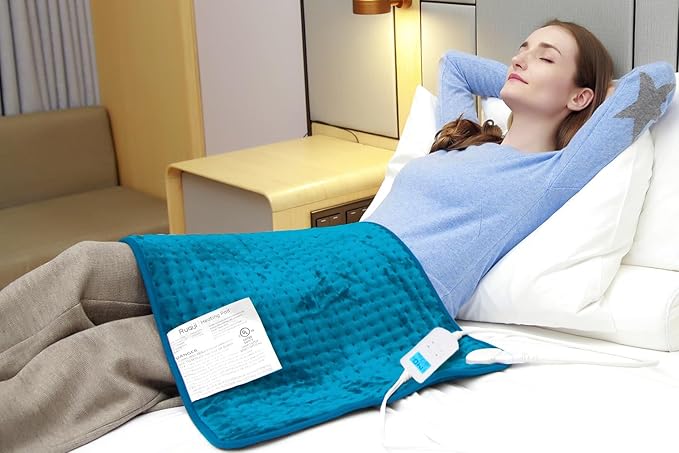 Ruqiji 17''x33'' XXXL King Size Heating Pad with Fast-Heating Technology&10 Temperature Settings, Flannel Electric Heating Pad/Pain Relief for Back/Neck/Shoulders/Menstrual Pain/Leg Cramp (Light Teal)