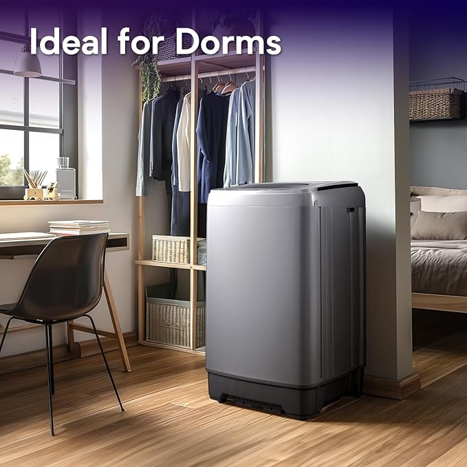 Portable Washing Machines 17.8LBS Full Automatic Clothes Washer and Spinner Combo with 10 Programs and 8 Water Levels, Compact Laundry Wash Spin Dryer for Apartment RV Dorm Home, Grey