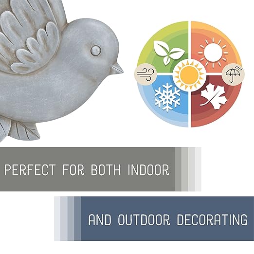 NAT & Jules Animal Character Shaped Dimensional Indoor Outdoor 11 inch Cast Resin Decorative Garden Stepping Stone, Patio, Walkway Sculpture Yard Art, Stone Grey Bluebird