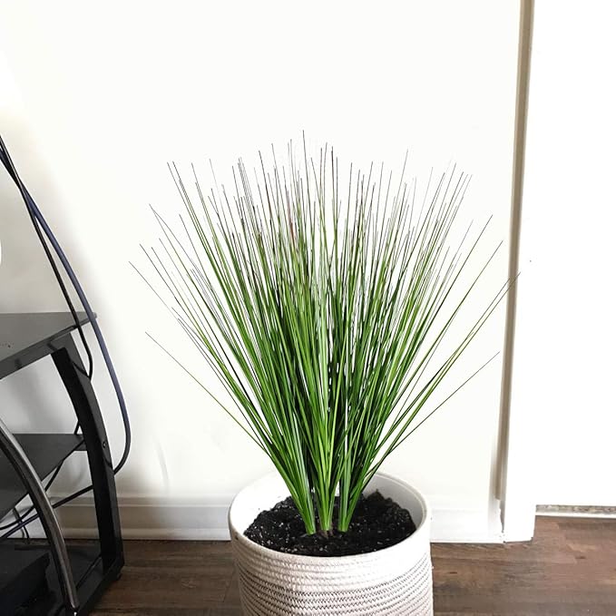 27" Artificial Plants Onion Grass Greenery Faux Fake Shrubs Plant Flowers Wheat Grass for House Home Indoor Outdoor Office Room Gardening Indoor Décor 6 Pack