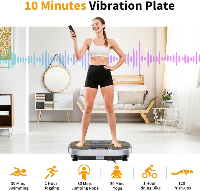 Vibration Plate Exercise Machine, Vibrating Plate Machine with Bluetooth for Lymphatic Drainage, Vibration Platform for Women Men Full Body Weight Loss