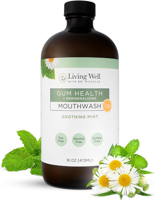 Remineralizing + Gum Health Mouthwash – Soothing Mint | Hydroxyapatite, Colloidal Silver | Alcohol-Free, Fluoride-Free, Fresh Breath Support