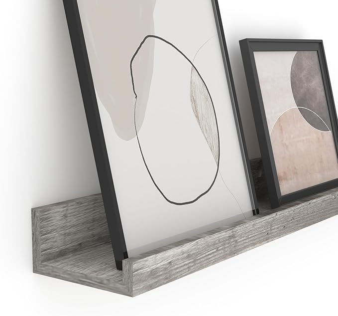 Giftgarden 36 Inch Grey Floating Shelves for Wall Mount, Gray Wood Wall Shelf Ledge for Bathroom Bedroom Living Room Kitchen Storage, Set of 3 Different Sizes