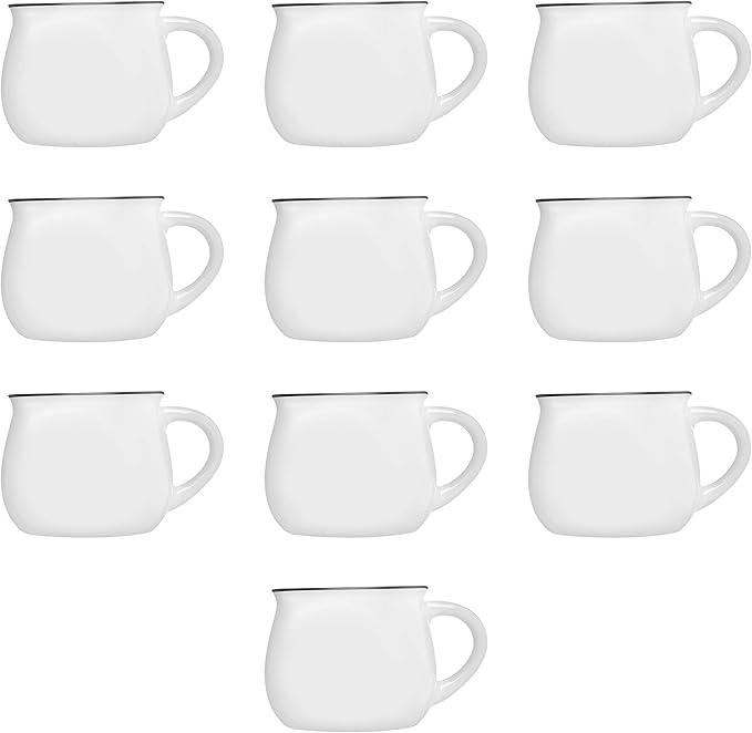 DISCOUNT PROMOS Glazed Campfire Coffee Mugs 12 oz. Set of 10, Bulk Pack - Perfect for Coffee, Tea, Espresso, Hot Cocoa, Other Beverages - White