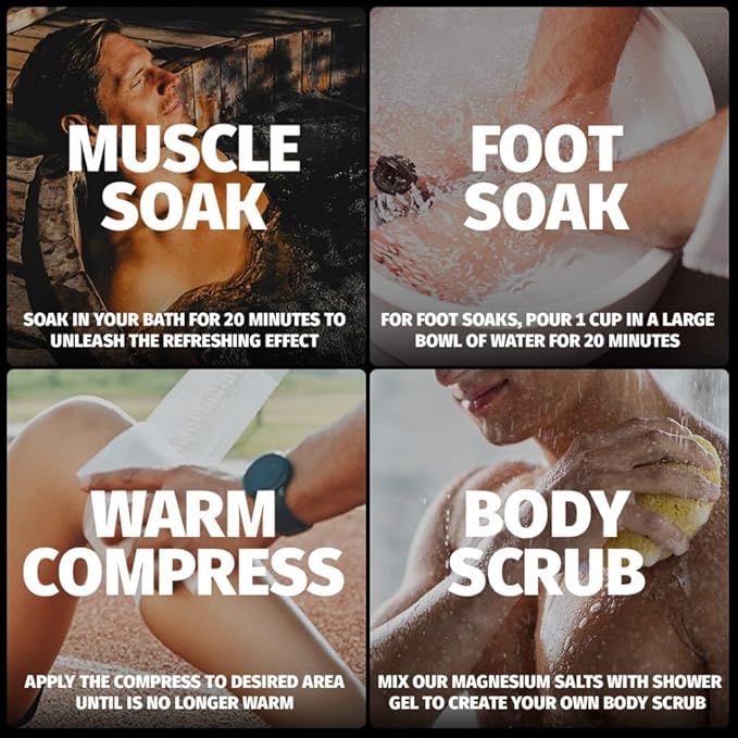 Coach Soak: Recovery Bath Soak – Rejuvenating Post Workout Natural Magnesium Flakes - 21 Minerals, Essential Oils & Dead Sea Bath Salts - Absorbs Faster Than Epsom Salts, 3lbs (Eucalyptus Tea Tree)