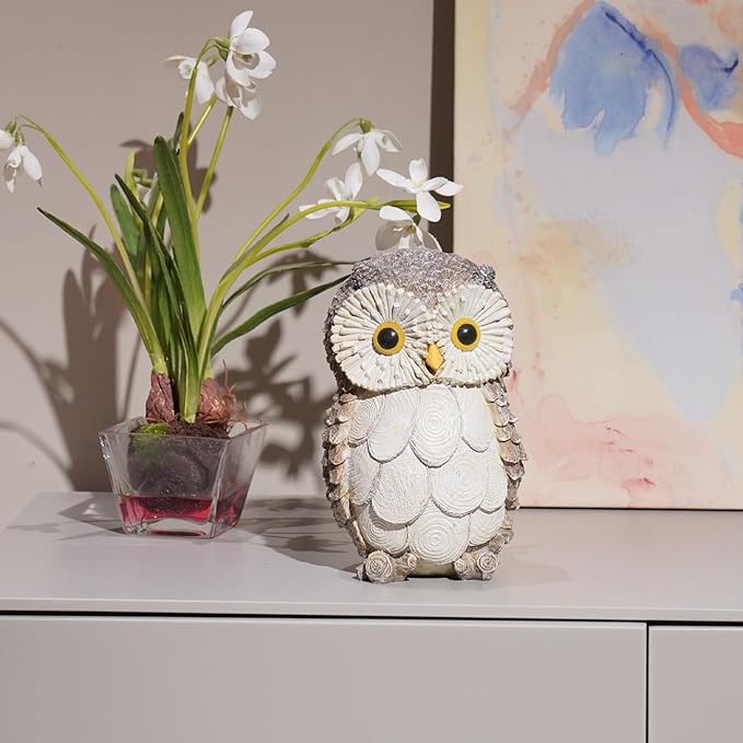 Guichifun Owl Statue Home Decor Accents - Cute Owl Figurines for Shelf Bookshelf TV Stand Décor Bedroom Office Decorations Ideal Gift for Owl Lovers 5 x 5 x 8 Inch