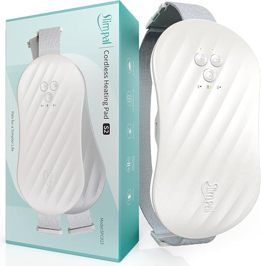 Slimpal Heating Pad for Period Cramps, Portable Heating Pad for Menstrual Relief, Electric Cordless Heating Belt for Back, Belly, Waist, Stomach, Wearable Heat Belt Gifts for Her Women Girl, White