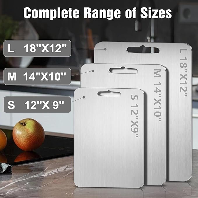 Titanium Cutting Board for Kitchen - 100% Pure Titanium Cutting Boards Non Toxic - 2025 New Upgrade Double Sided Metal Chopping Boards for Meat, Vegetables, Fruits, Dishwasher Safe (12 x 9 In)