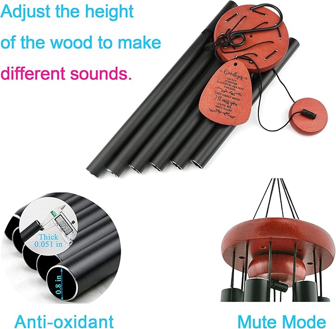 Memgift Memorial Wind Chimes - Sympathy Gift for Loss of Parent, Weather-Resistant Outdoor Keepsake for Patio in Memory of Loved One