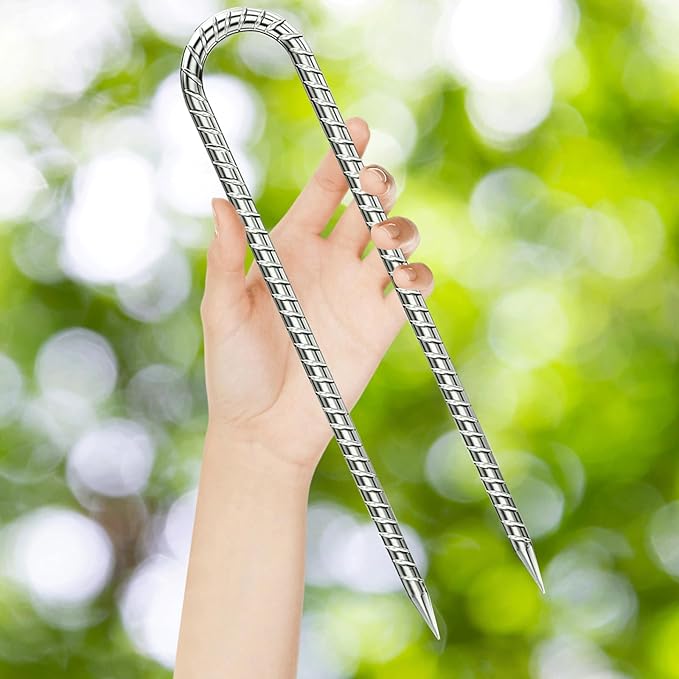 Rebar-Stakes-12-Inch, Ground Stakes Heavy Duty U-Hook Galvanized Anti-Rust Tent Stakes Heavy Duty Ground Anchors for Garden Dog Fence Chicken Coop Christmas Decorations Deer Fence 16pcs