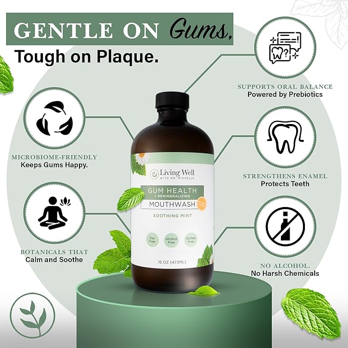 Remineralizing + Gum Health Mouthwash – Soothing Mint | Hydroxyapatite, Colloidal Silver | Alcohol-Free, Fluoride-Free, Fresh Breath Support