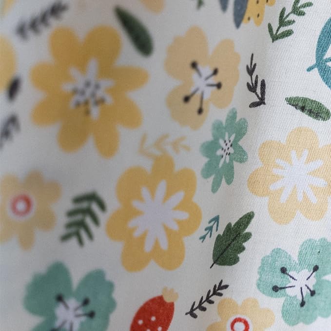 Sutuo Home Boho Curtain Semi-Blackout Colorful Florals Print Cotton Linen Fabric, Handmade Tassels Rod Pocket Bohemian Farmhouse Country Window Drapes for Living Bedroom, 59" W x 84" L, 1 Panel