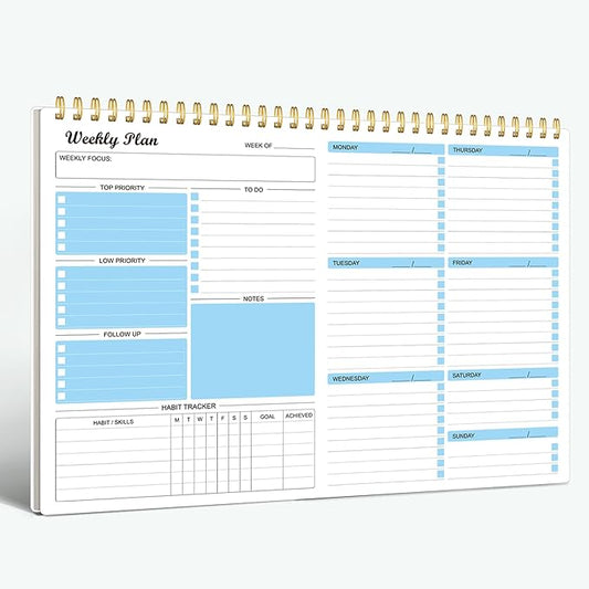Weekly Planner Notepad Undated Weekly Schedule Planner To Do List Notebook Goals Planning Pad Habit Tracker Journal for Man & Women,52 Weeks (8.5x11")