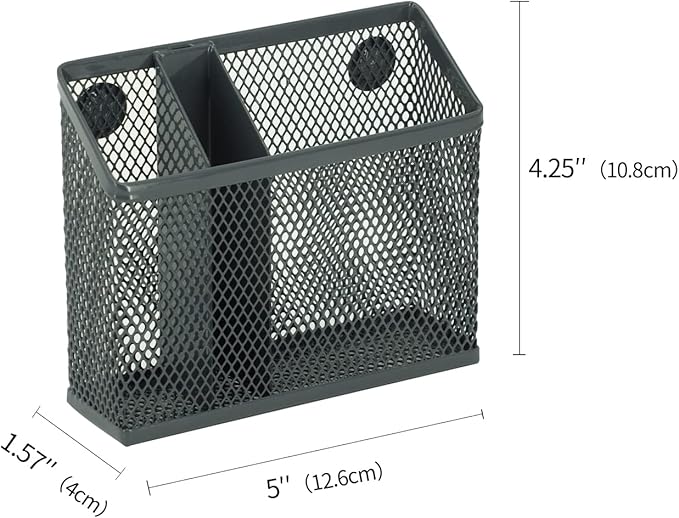 Neudeco Locker Accessories and Decor Kit, Including Mesh Shelf, Organizer, Magnetic Basket and Pen Holder, Suitable for School, Work, Kitchen, Bathroom, (Pack of 4, Grey)