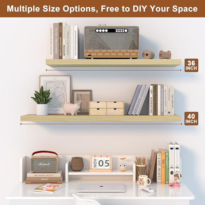 12 Inch Deep Floating Shelves for Wall 1 Pack Floating Shelves Large Storage Space Wall Mount Shelf for Living Room Kitchen Bathroom 30" W x 12" D x 1.2" H Oak